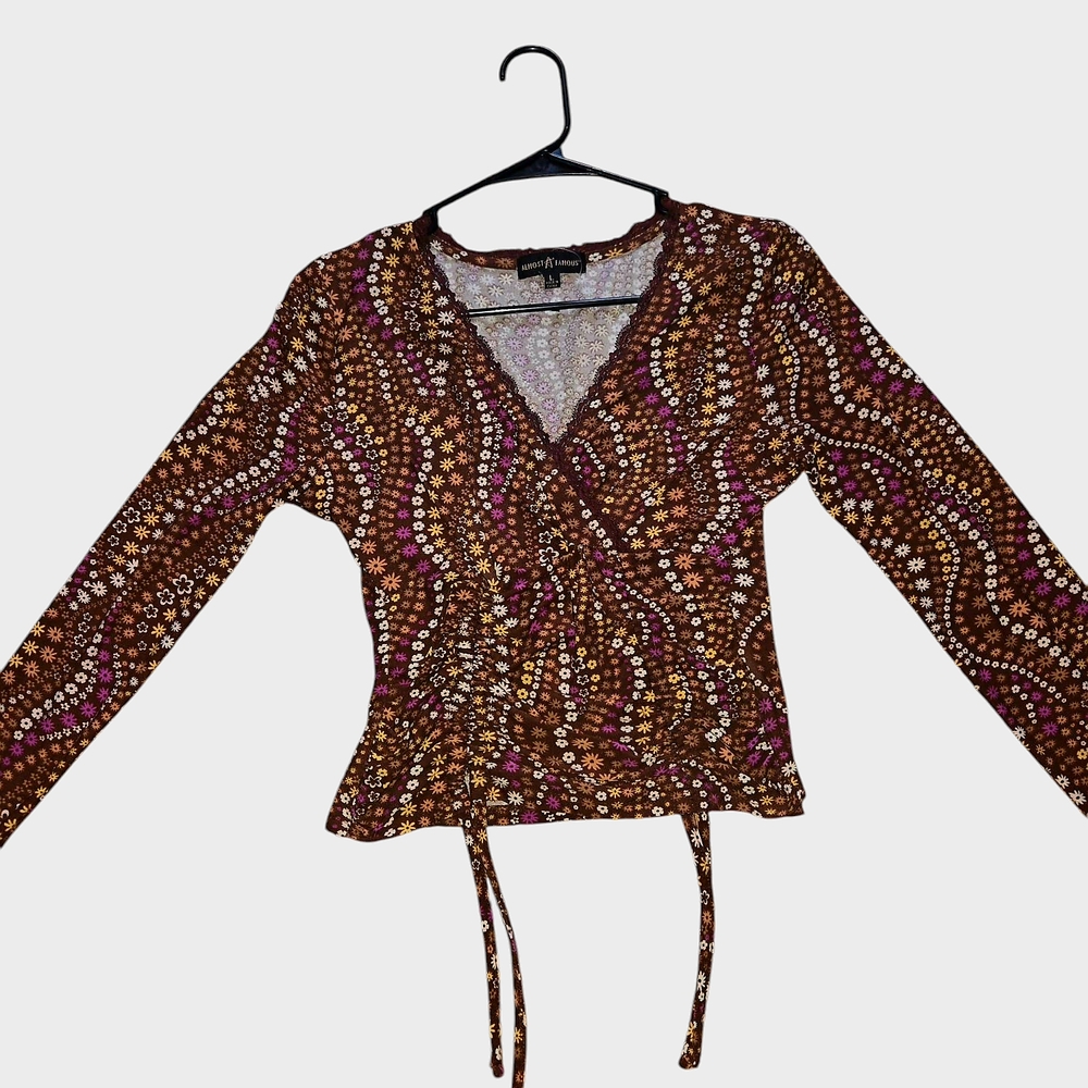 Brown and Pink Women's Top